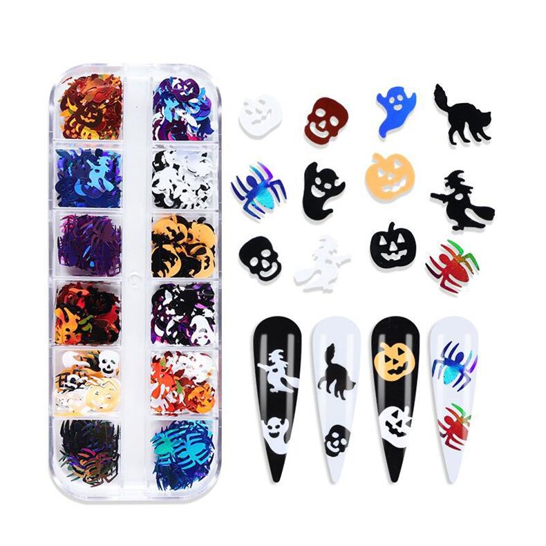 12 võre 3D Skull Ghost küünte litrid