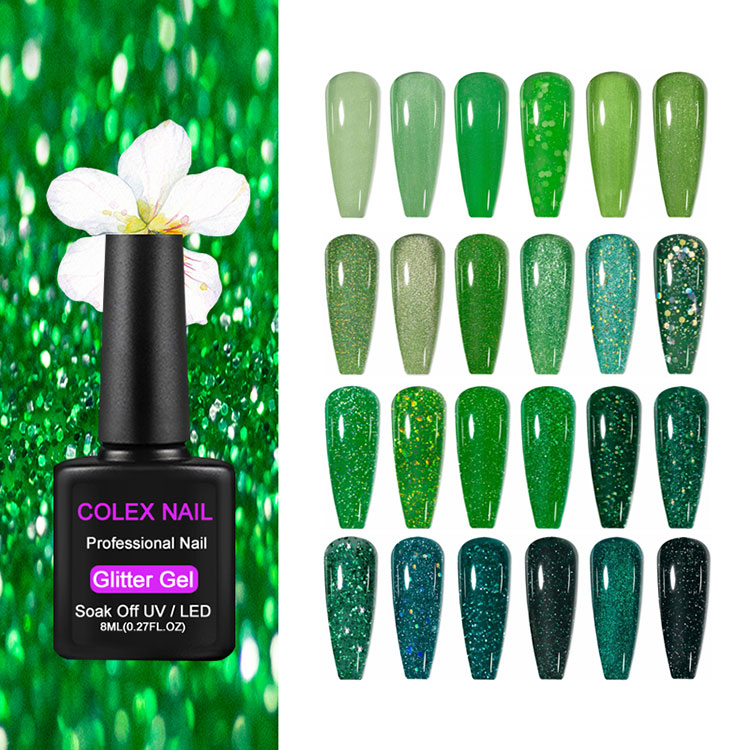 8ml roheline glitter geellakk