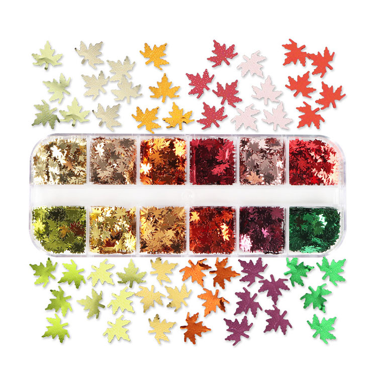Maple Leaf Nail Sequins 12värvi